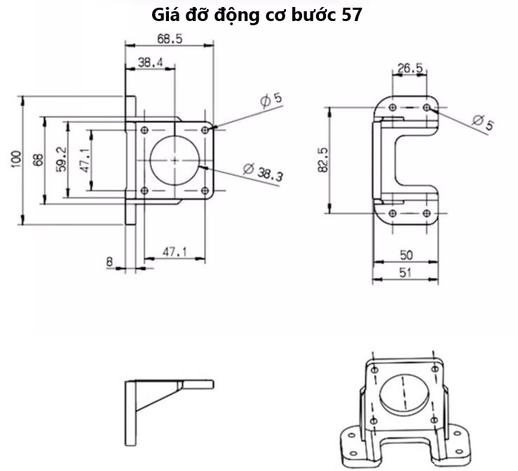 Giá đỡ động cơ bước 57